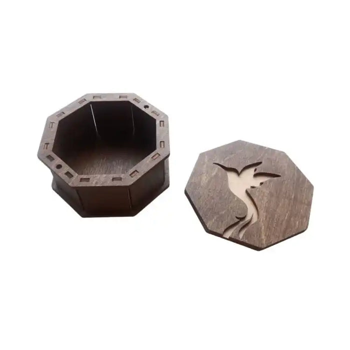WOODEN BOX OCTAGONAL "HUMMINGBIRD" 9,5*9,5*4,5 CM KF057/64