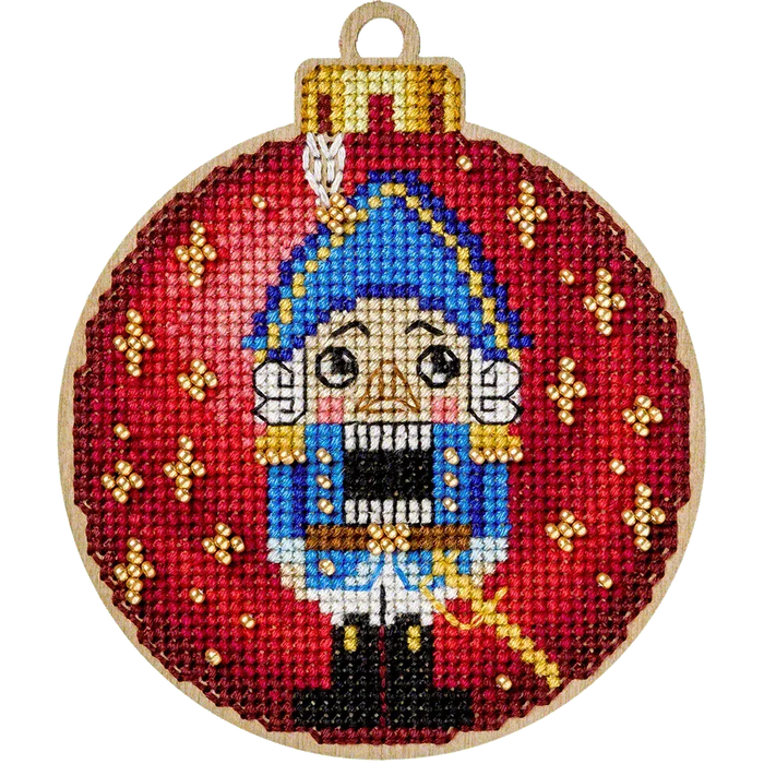 Wooden Cross-Stitch Kit – “Christmas Ornament – Nutcracker” FLW-004