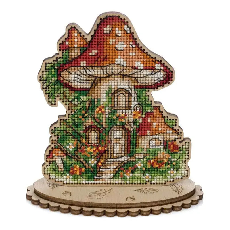 Kreuzstichset aus Holz – „Pilzhaus“ FLW-051 