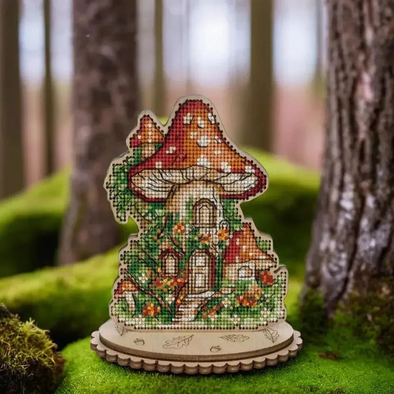 Kreuzstichset aus Holz – „Pilzhaus“ FLW-051 