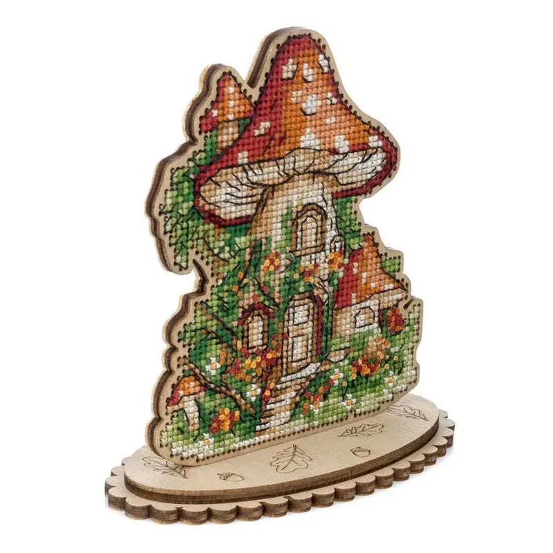 Kreuzstichset aus Holz – „Pilzhaus“ FLW-051 