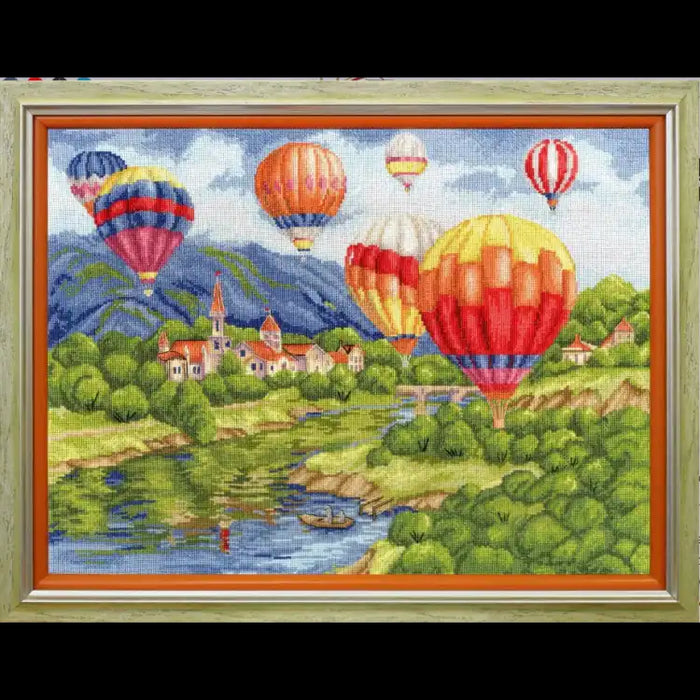 HANDARBEITSSET LUFTBALLONS ÜBER DEM SCHLOSS 31,5X42,5 CM S/DL040