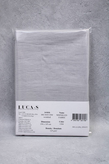 Luca-S Natural Pure Linen Wrinkled Fabric Grey Color