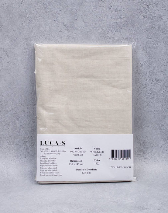 Luca-S Natural Pure Linen Wrinkled Fabric Light Beige Color