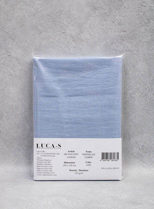 Luca-S Natural Pure Linen Wrinkled Fabric Light Blue Color