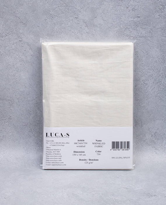 Luca-S Pure Natural Linen Wrinkled Fabric Chalk Color
