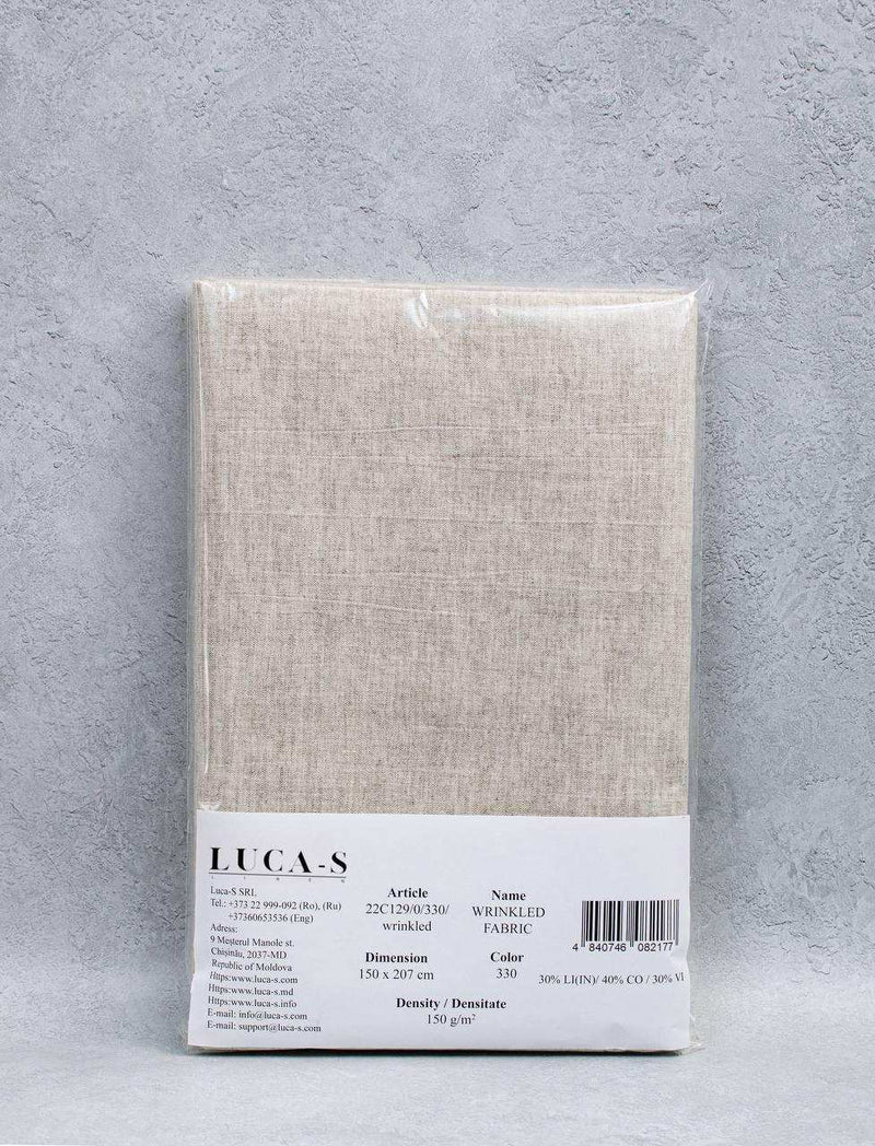 Luca-S Natural Pure Linen Wrinkled Fabric Rustic Color Luca-S Linen Fabrics - HobbyJobby