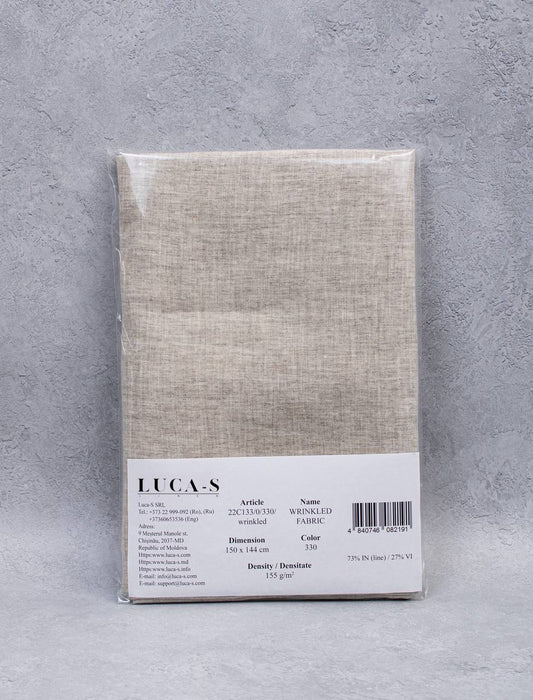 Luca-S Pure Natural Linen Wrinkled Fabric Light Grey Color