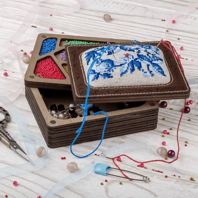 Pin Cushion Kit - Needlecraft Storage Box - Needle Storage Pin Wonderland Crafts Pin Cushions - HobbyJobby