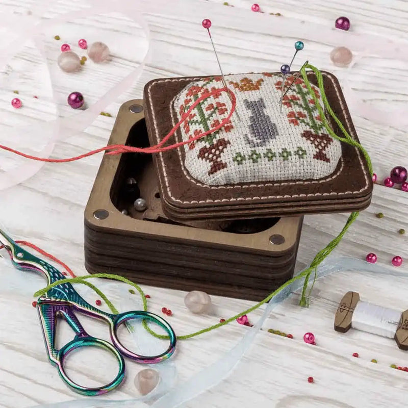 Pin Cushion Kit - Needlecraft Storage Box - Needle Storage Pin Wonderland Crafts Pin Cushions - HobbyJobby