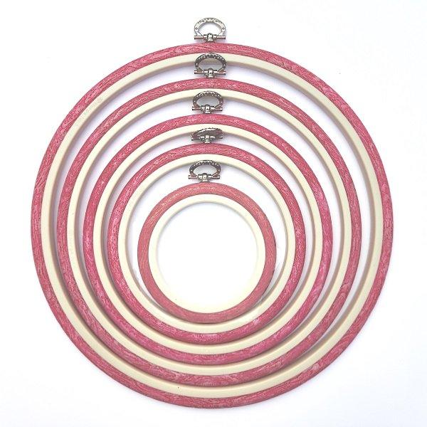 Pink Embroidery Round Hoop - Nurge Flexible Hoop, Round Cross Stitch Hoop Hoops - HobbyJobby