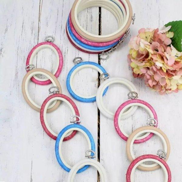 Pink Embroidery Round Hoop - Nurge Flexible Hoop, Round Cross Stitch Hoop Hoops - HobbyJobby