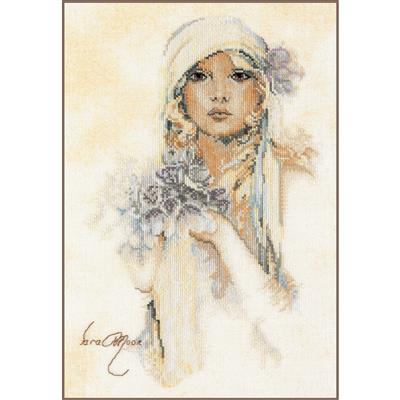 Counted Cross Stitch Kit Lanarte - Sara Moon Lilac Flower