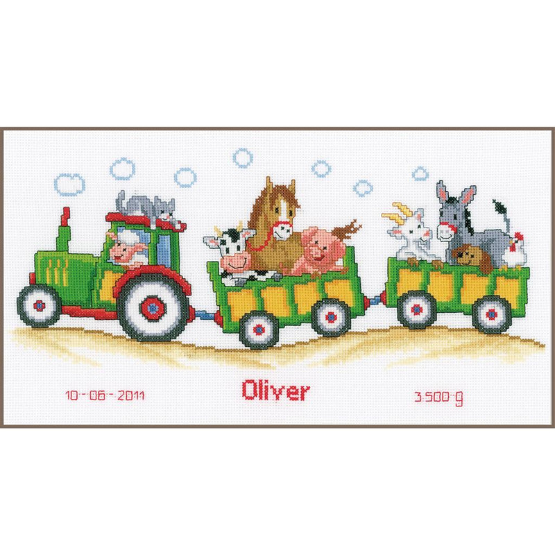 Counted Cross Stitch Kit Vervaco - Tractor with animals