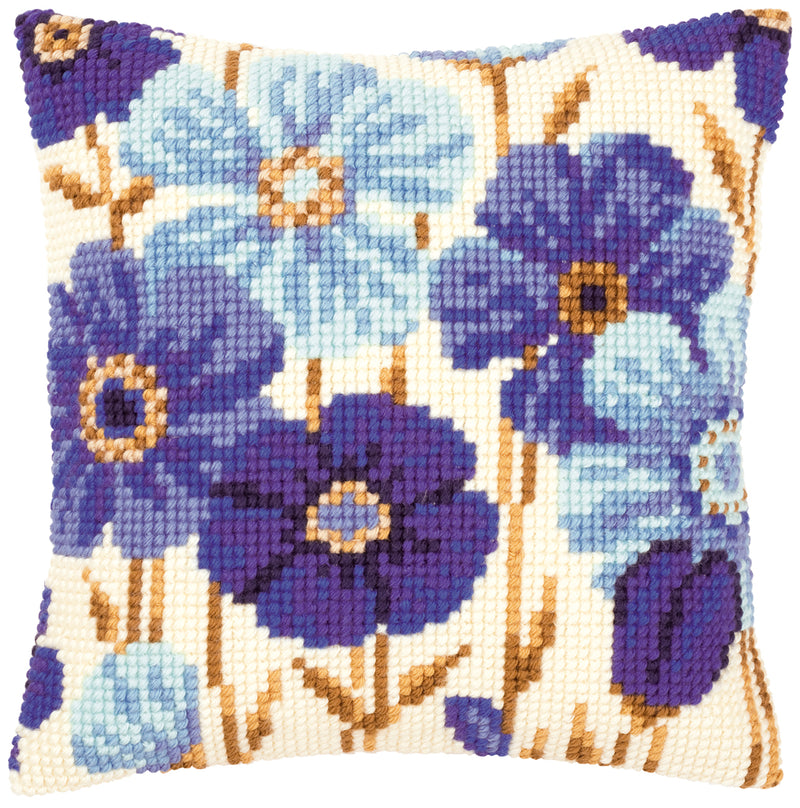 Cross Stitch Cushion Kit Vervaco - Blue anemones