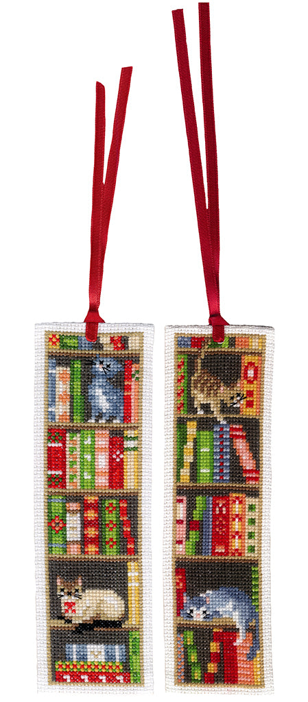Bookmark Kit Vervaco - Cats in bookshelf set of 2