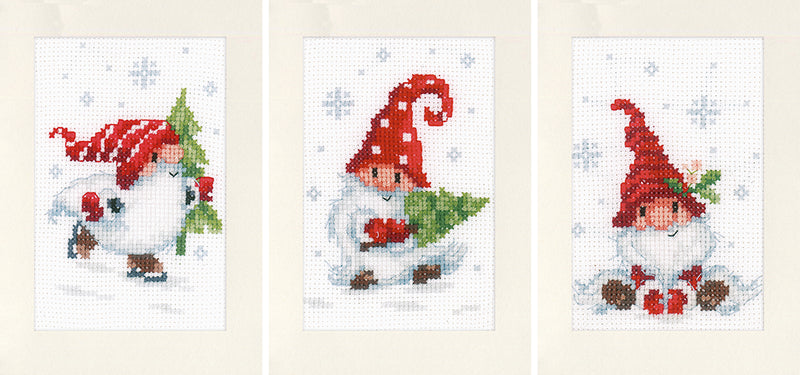 Greeting card Kit Christmas gnomes set of 3