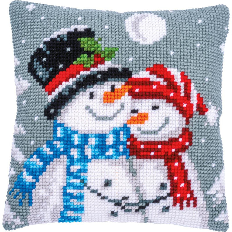 Cross Stitch Cushion Kit Vervaco - Snowmen