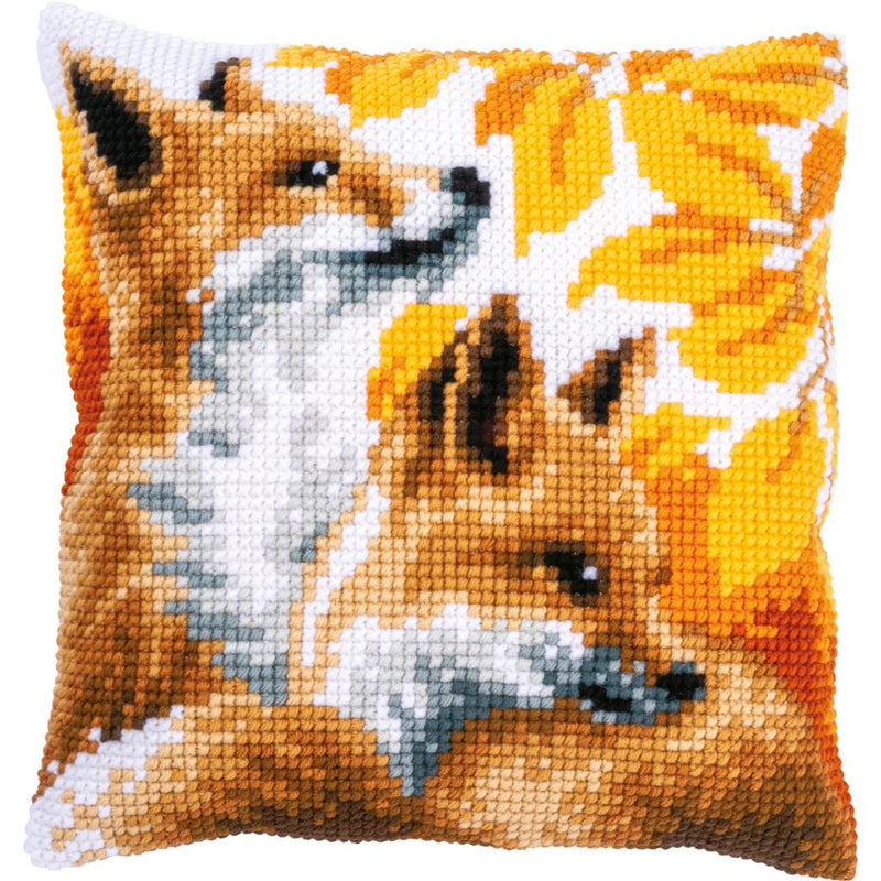 Cross Stitch Cushion Kit Vervaco - Foxes in autumn