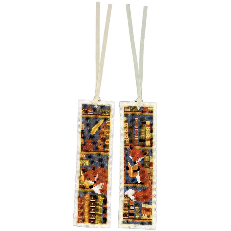 Bookmark Kit Vervaco - Foxes in bookshelf set of 2