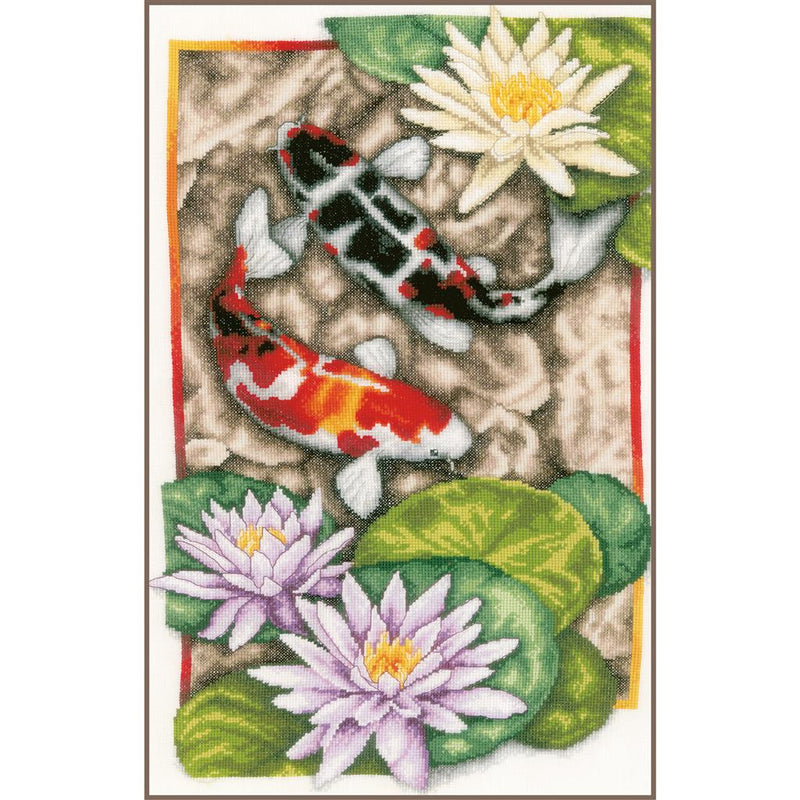 Counted Cross Stitch Kit Lanarte - Dance Of The Koi