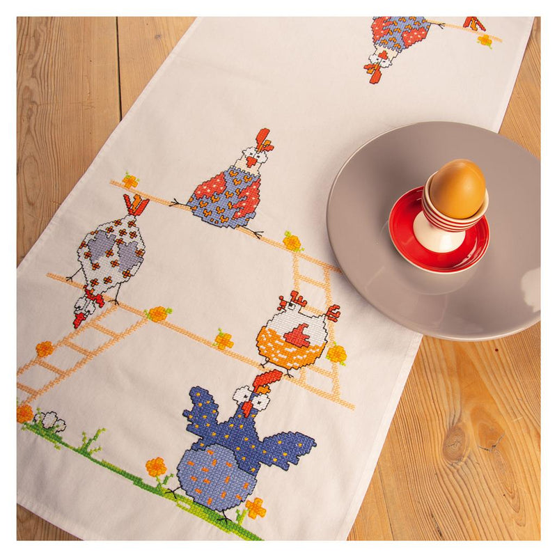Table Runner Kit Vervaco - Crazy chickens