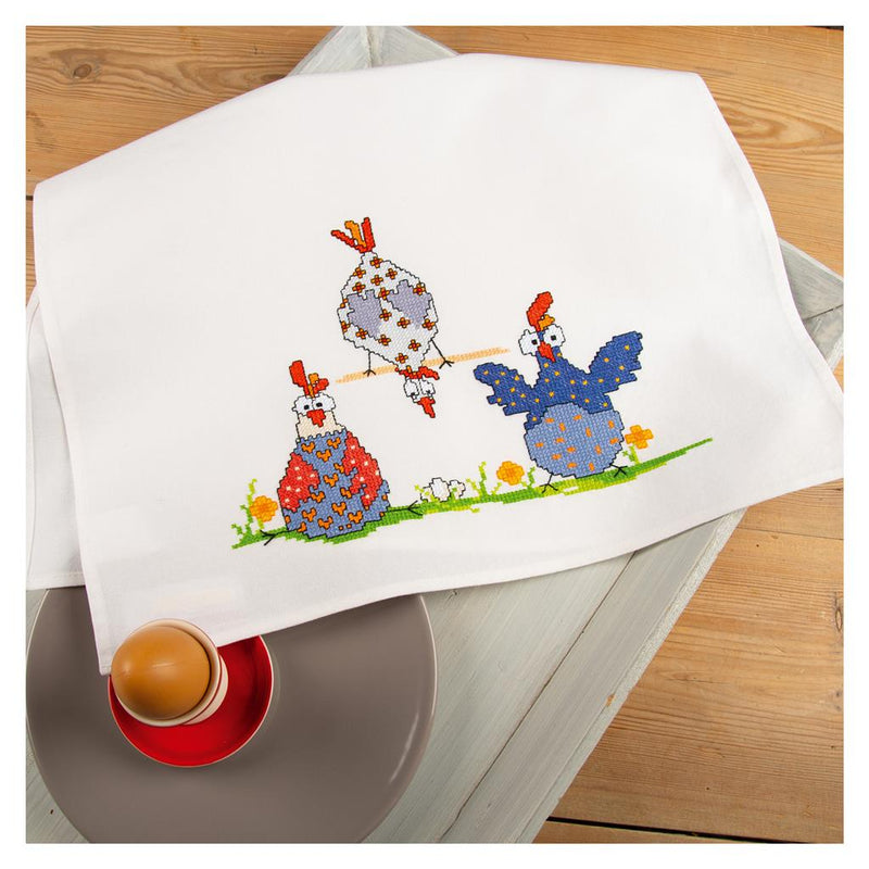 Towel Kit Vervaco - Crazy chickens