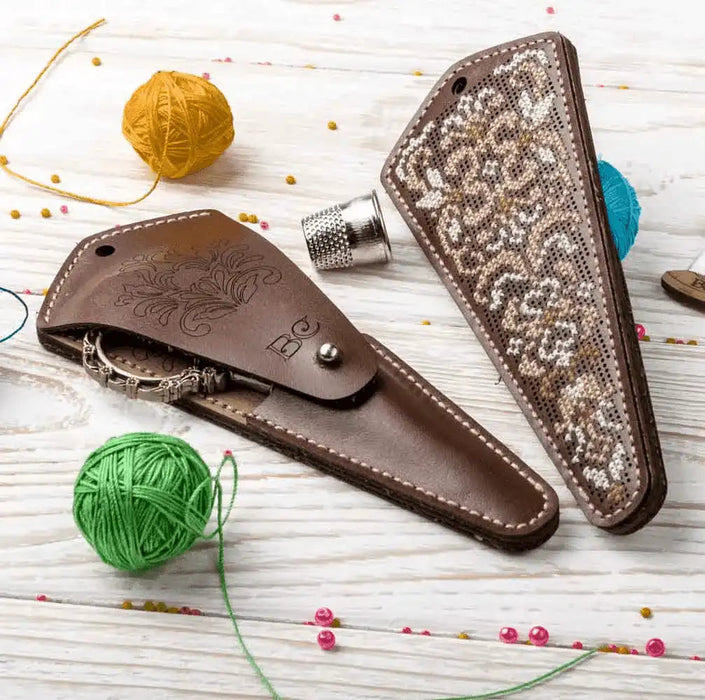 Scissor Case Needlecraft Kit - Leather Scissor Case Wonderland Crafts Scissor Cases - HobbyJobby