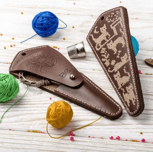 Scissor Case Needlecraft Kit - Leather Scissor Case Wonderland Crafts Scissor Cases - HobbyJobby