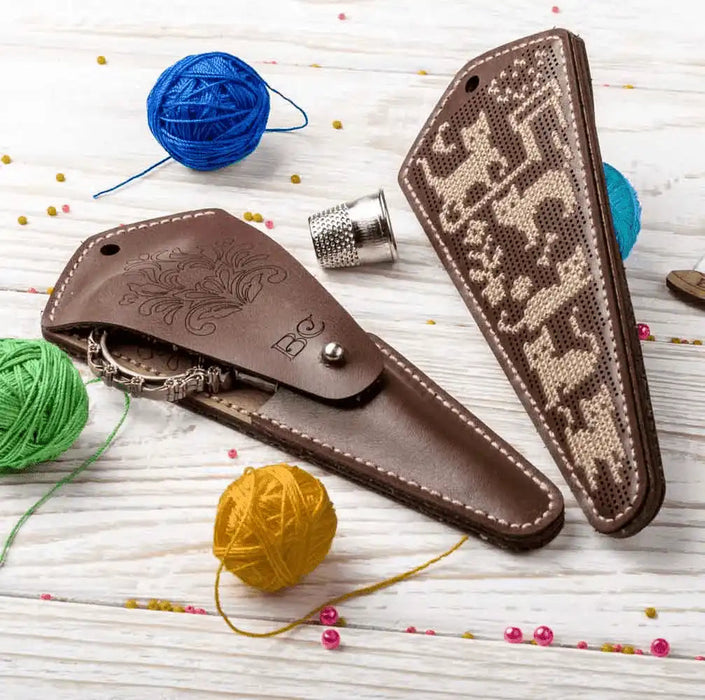Scissor Case Needlecraft Kit - Leather Scissor Case Wonderland Crafts Scissor Cases - HobbyJobby
