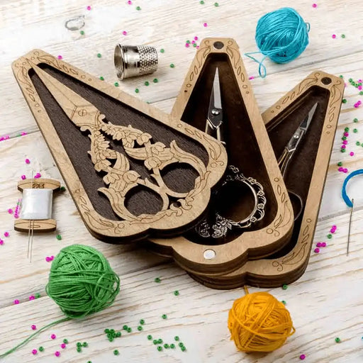 Scissor Case - Wooden Scissor Case, Storage Box for Scissors Wonderland Crafts Scissor Cases - HobbyJobby