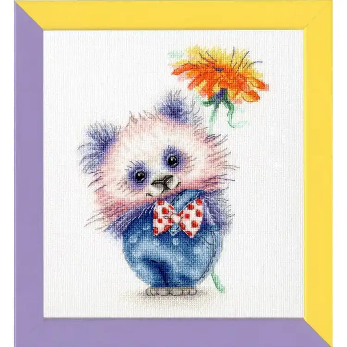 CROSS STITCH KIT - PANDA WITH FLOWER S/VK063