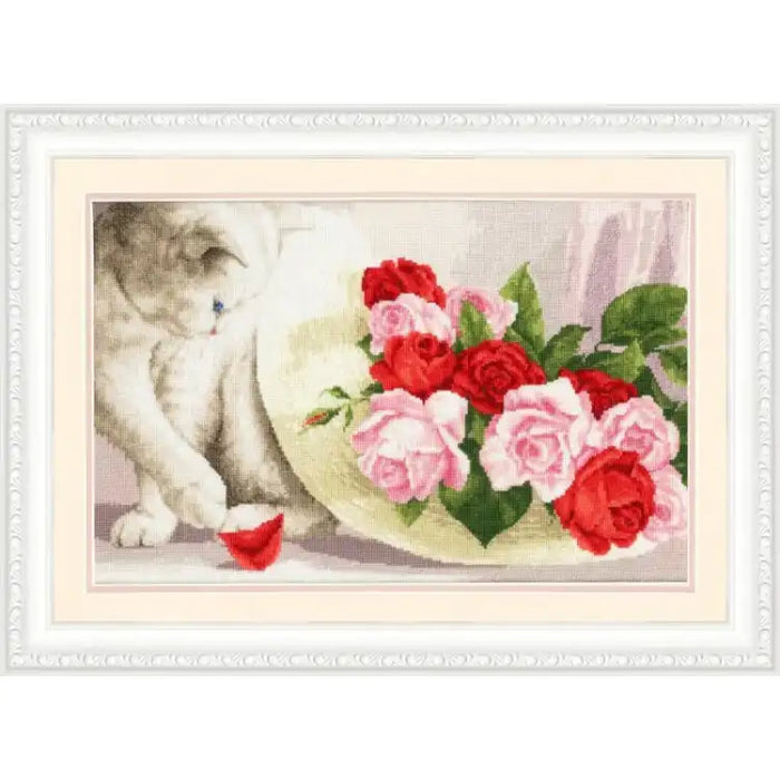 KREUZSTICHSET - KATZE UND ROSEN S/Z054