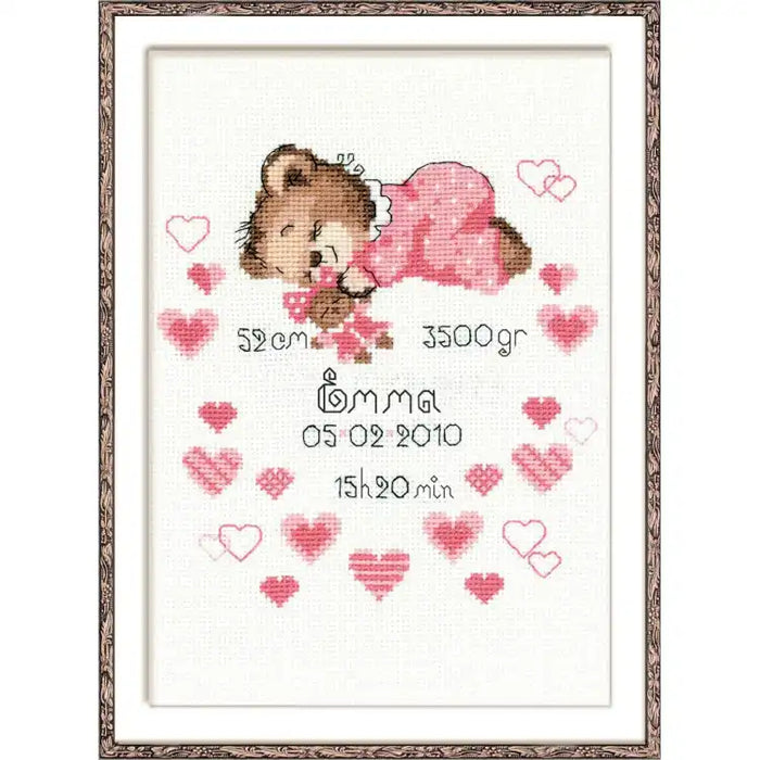 Cross Stitch Kit Riolis - GIRLS BIRTH ANNOUNCEMENT 1123