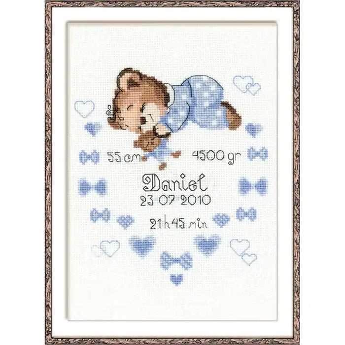 Cross Stitch Kit Riolis - BOYS BIRTH ANNOUNCEMENT 1124