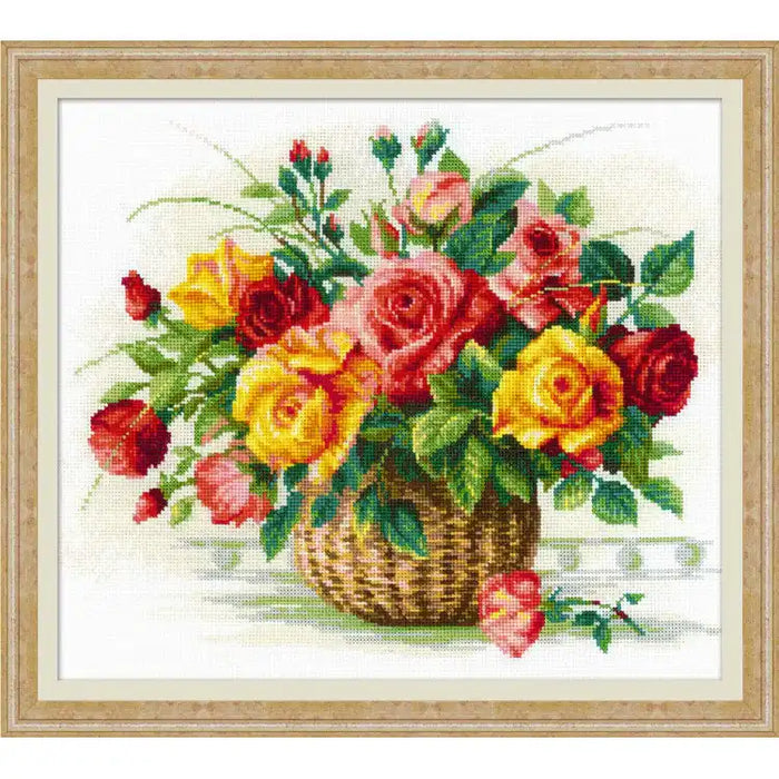 Cross Stitch Kit Riolis - BASKET WITH ROSES SR1722