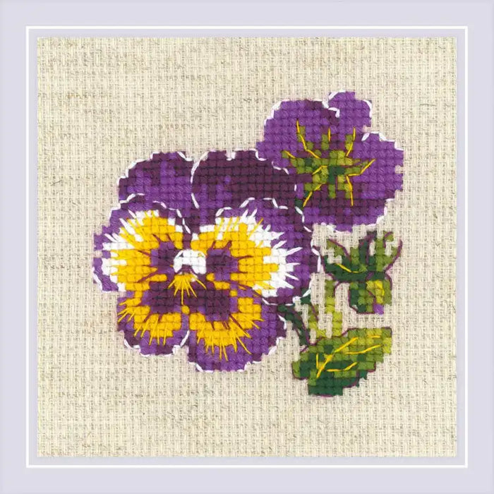 Cross Stitch Kit Riolis - PAIR OF PANSIES SR1857
