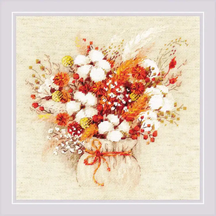 Cross Stitch Kit Riolis - BOUQUET WITH LAGURUS AND COTTON SR1913