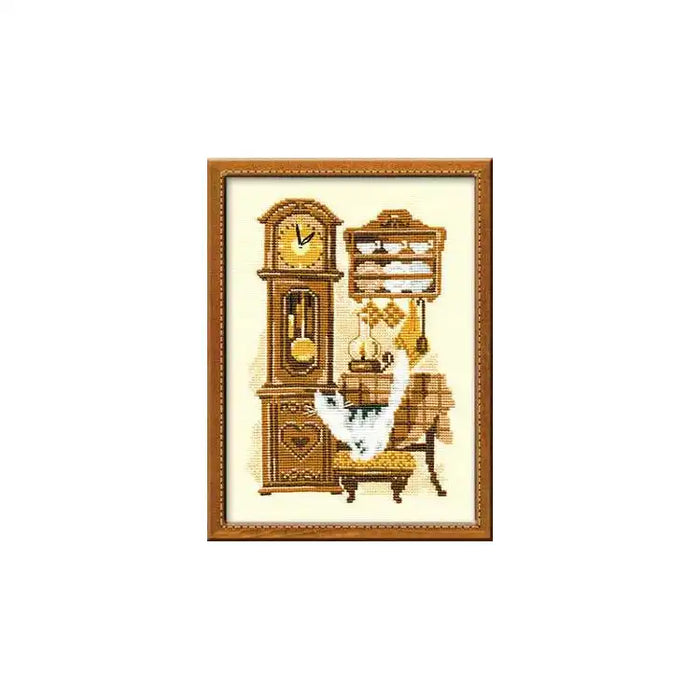 Cross Stitch Kit Riolis - CAT WITH CLOCK 858