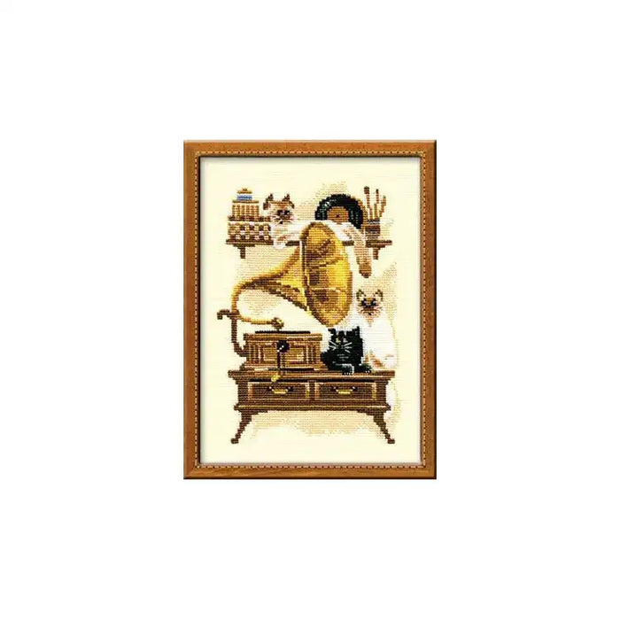 Cross Stitch Kit Riolis - CAT WITH GRAMAPHONE 859