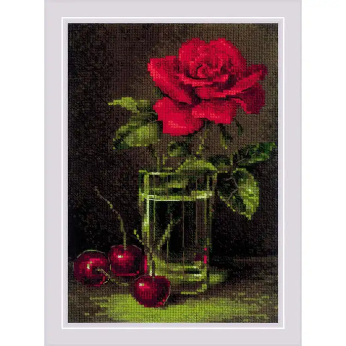 Kreuzstichset Riolis – Rose und Süßkirsche, 15 x 21 cm, SR2123