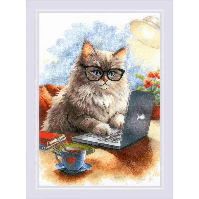 Cross Stitch Kit Riolis - "WRITER OF MEOWMOIRS" 21X30 CM SR2263