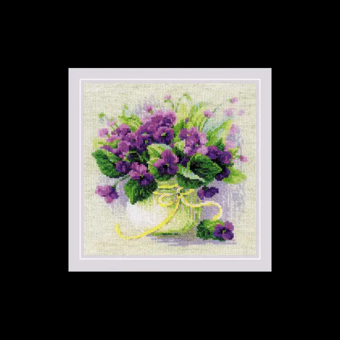 NEEDLECRAFT SET VIOLETS IN A POT 22X22 SR2091
