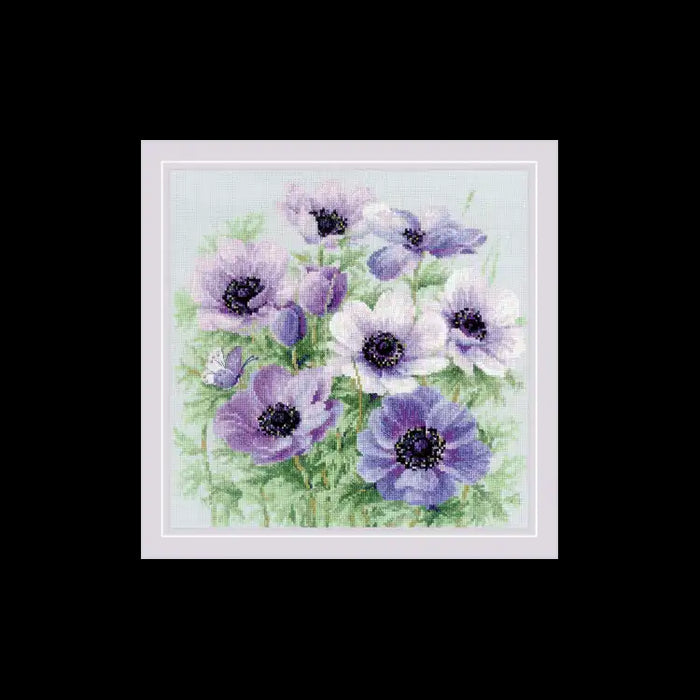 Cross Stitch Kit Riolis - "PURPLE ANEMONES" 30X30 SR2176