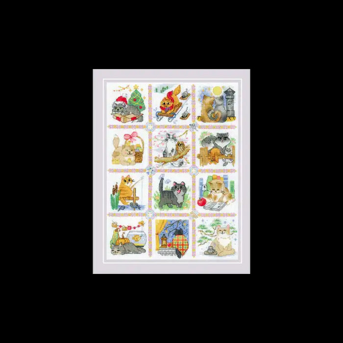 Kreuzstichset Riolis - KATZENKALENDER 30X40 SR2136