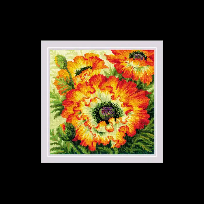 Cross Stitch Kit Riolis - FIRE POPPIES 40X40 SR2080