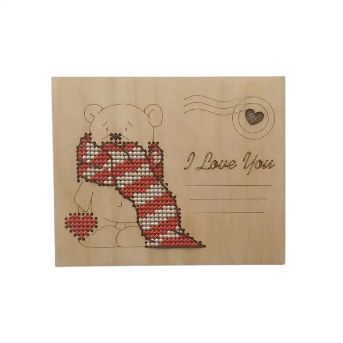 WOODEN POSTCARD "I LOVE YOU. BEAR" KF022/132