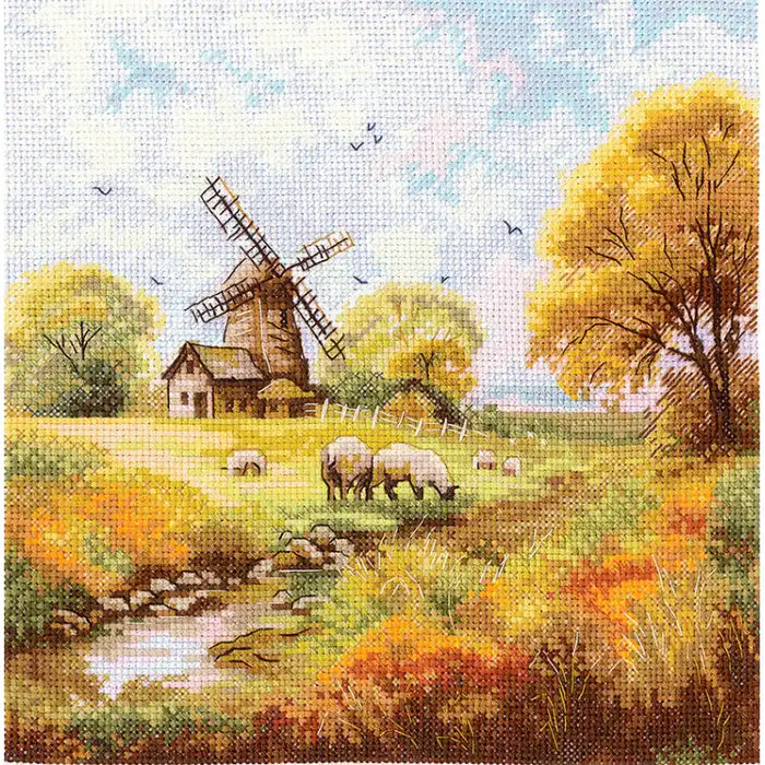 Cross Stitch Kit Andriana -  "AT THE OLD MILL" 19X19 CM SANU-09
