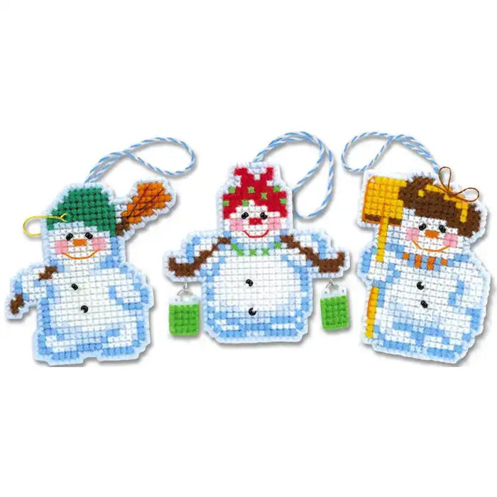 Cross Stitch Kit Riolis - CHRISTMAS TREE DECORATION SNOWMEN SR1681AC