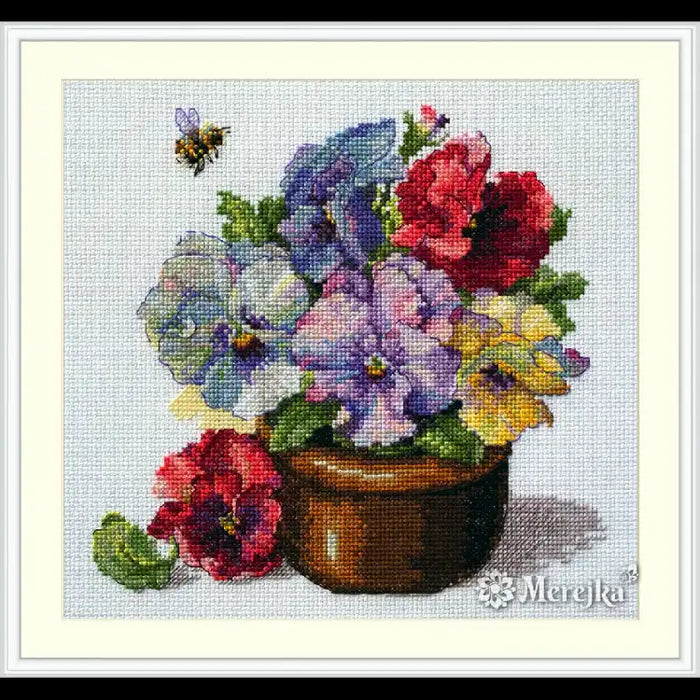 Cross Stitch Kit Merejka - SPRING PANSIES SK215